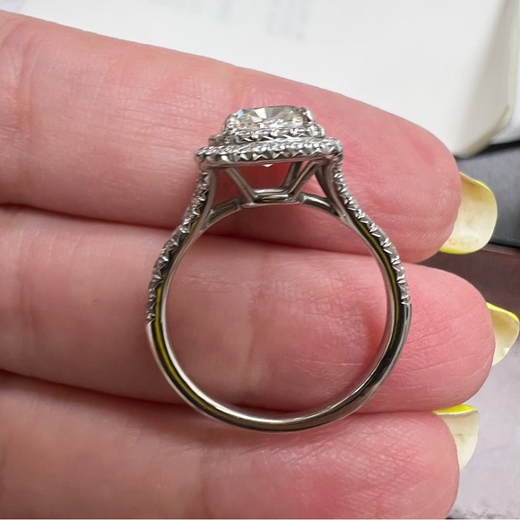 Tiffany & Co. Soleste Cushion-Cut  Double Halo Ring w/ a Diamond Platinum Band - Picture 9 of 14